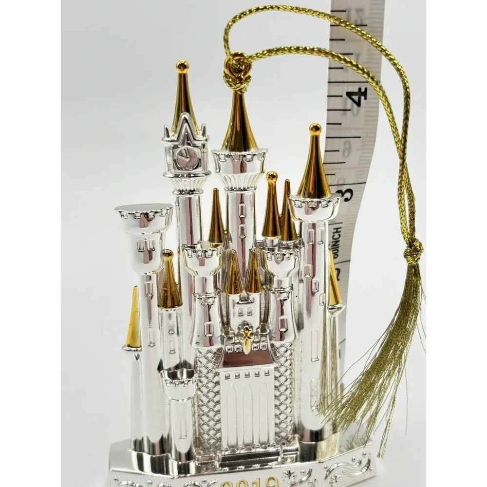 Lenox Disney Castle Ornament 2019 Silver Gold Tone Christmas w Tassel‎